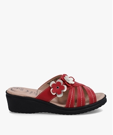 GEMO Mules femme confort ornées de fleurs - 5 Reflex Zones rouge standard