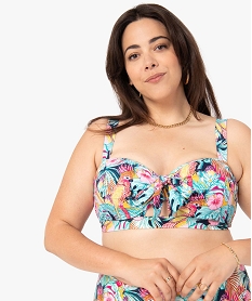 GEMO Haut de maillot de bain femme effet drapé Imprimé