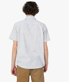 chemise homme a manches courtes a micro motifs blanc chemise manches courtesG280001_3