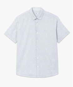 chemise homme a manches courtes a micro motifs blanc chemise manches courtesG280001_4