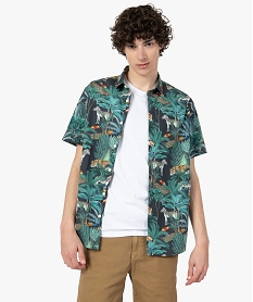 GEMO Chemise homme à manches courtes à motifs tropical savane jungle print