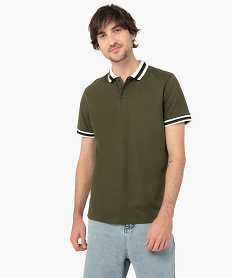 polo homme a manches courtes avec finitions contrastantes noir polosG280501_1