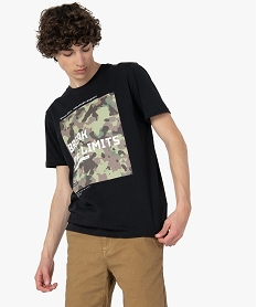 GEMO Tee-shirt homme manches courtes à motif camouflage Noir