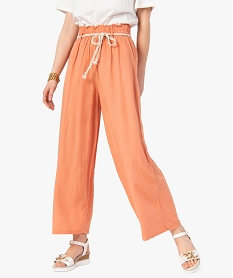 GEMO Pantacourt femme coupe large avec ceinture tressée Orange
