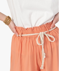 pantacourt femme coupe large avec ceinture tressee orange pantalonsG281401_2