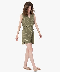 GEMO Robe femme sans manches à motifs pailletés Vert