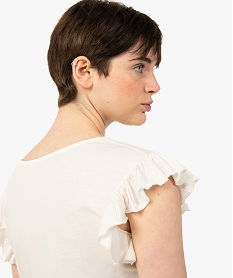 tee-shirt femme avec manches volantees et boutons sur lavant beigeG281901_2