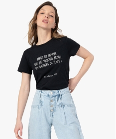 GEMO Tee-shirt femme à message fantaisie - GEMO x Les Vilaines filles Noir