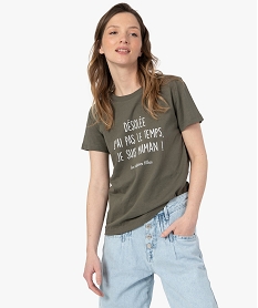 GEMO Tee-shirt femme à message fantaisie - GEMO x Les Vilaines filles Vert