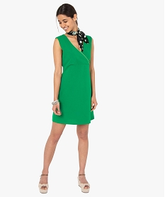 GEMO Robe femme avec double décolleté en V Vert