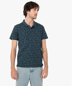 GEMO Polo homme à manches courtes à motif feuillage Bleu