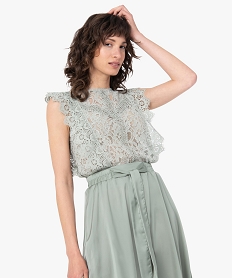 GEMO Blouse femme sans manches en dentelle transparente Vert