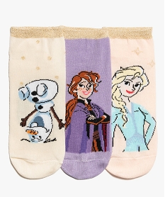 GEMO Chaussettes filles ultra courtes à motifs (lot de 3) – La Reine des Neiges violet standard