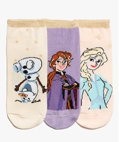 GEMO Chaussettes filles ultra courtes à motifs (lot de 3) – La Reine des Neiges Violet