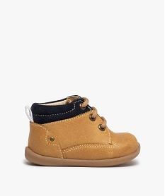 GEMO Chaussures premiers pas bébé garçon bottillons dessus cuir marron vif