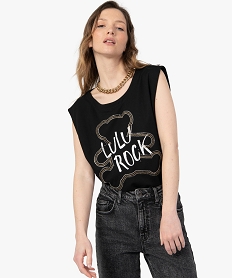GEMO Tee-shirt femme sans manches avec motif XXL - LuluCastagnette Noir