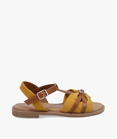 GEMO Sandales fille à brides en toile et matière lisse jaune standard