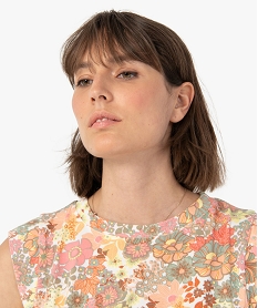 tee-shirt femme a manches courtes a motifs fleuris imprimeG292501_2