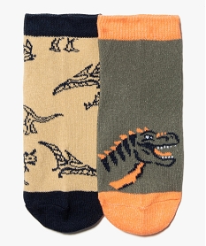 chaussettes garcon  ultra courtes a motifs dinosaures (lot de 5) vertG294001_2