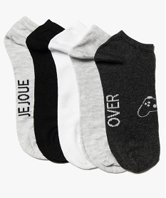 GEMO Chaussettes enfant ultra courtes à motif gaming (lot de 5) Noir