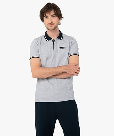 GEMO Polo homme à manches courtes à motif pois Bleu