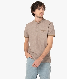 polo homme a manches courtes a col mao beigeG299901_1