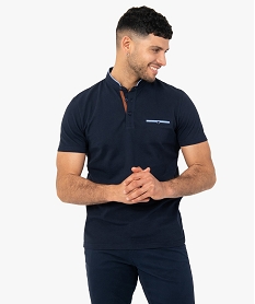 GEMO Polo homme à manches courtes et col mao Bleu