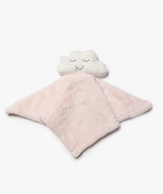 GEMO Doudou plat nuage en maille peluche extra douce Rose