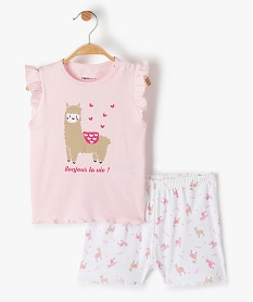 pyjama bebe fille 2 pieces imprime - no gaspi roseG302001_1