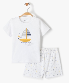 GEMO Pyjashort bébé 2 pièces à motif marin - No gaspi Blanc