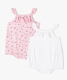 GEMO Combishort bébé fille avec petit volant (lot de 2) - No gaspi Rose