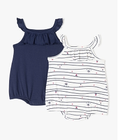 GEMO Combishort bébé fille avec petit volant (lot de 2) - No gaspi Bleu