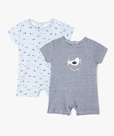 GEMO Combishort bébé à manches courtes et motifs marins (lot de 2) - No gaspi Bleu