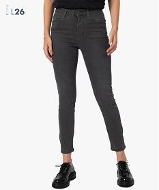 GEMO Pantalon femme coupe Slim taille haute – L26 Gris