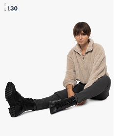 GEMO Pantalon femme coupe Slim taille haute – L30 Gris