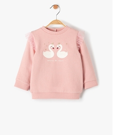 sweat bebe fille avec motif paillete et volants en tulle rose sweatsG307101_1