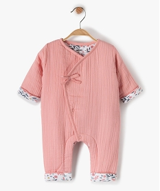 combinaison bebe en gaze de coton rose pyjamas ouverture devantG307501_1