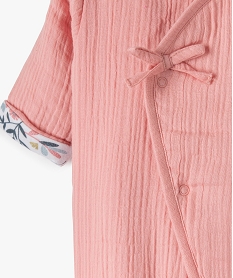 combinaison bebe en gaze de coton rose pyjamas ouverture devantG307501_2