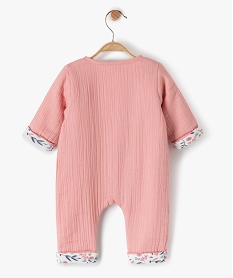 combinaison bebe en gaze de coton rose pyjamas ouverture devantG307501_4