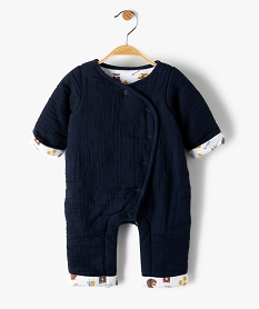GEMO Pyjama bébé chaud en gaze avec doublure imprimée Bleu