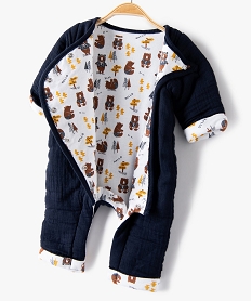 pyjama bebe chaud en gaze avec doublure imprimee bleuG307901_4