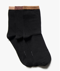 GEMO Chaussettes femme détails pailletés (lot de 3 paires) Noir