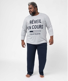 GEMO Pyjama homme grande taille à manches longues Gris