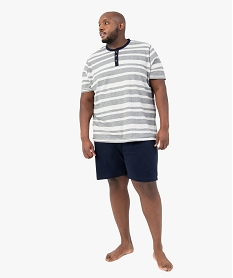 GEMO Pyjashort homme grande taille  avec haut rayé Bleu