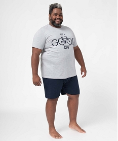 GEMO Pyjama homme grande taille à manches courtes et short Gris