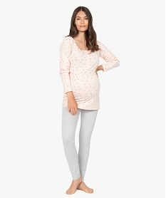 GEMO Pyjama de grossesse taille haute et manches longues Rose