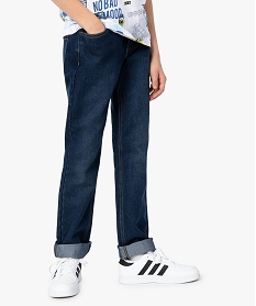 GEMO Jean garçon coupe regular taille ajustable Bleu