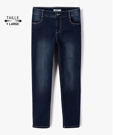 GEMO Jean fille coupe Slim taille+large en matière extensible Bleu