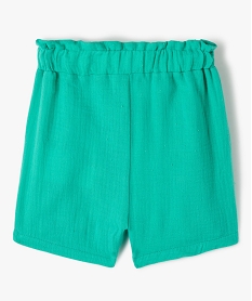 short fille en double gaze de coton a taille haute elastiquee vert shortsG312501_3