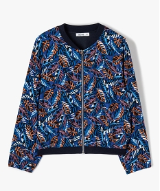 GEMO Veste fille zippée et fluide à motif feuillage Bleu